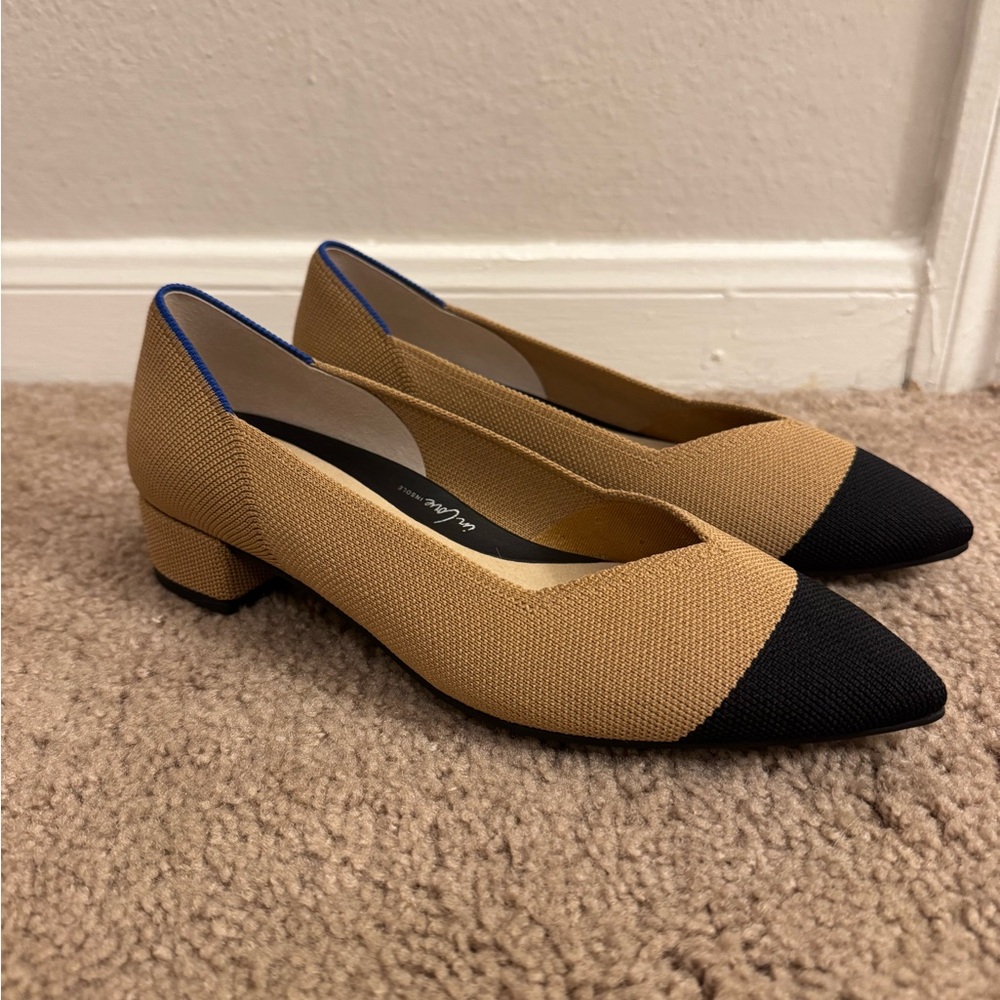Rothy's Tan and Black Heels